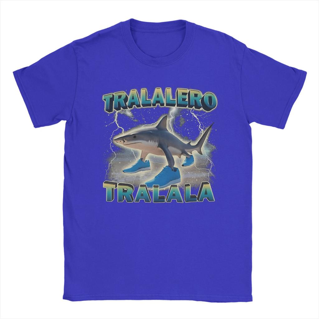 Printed Tralalero Tralala Funny Shark Meme T Shirt For Unisex  100% Cotton T-shirts Short Sleeve Clothes