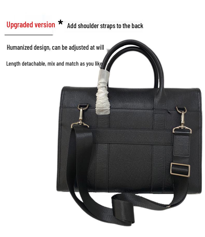 Men's Casual Genuine Leather Briefcase - Large Capacity, Expandable Business Handbag In Top Layer Cowhide.