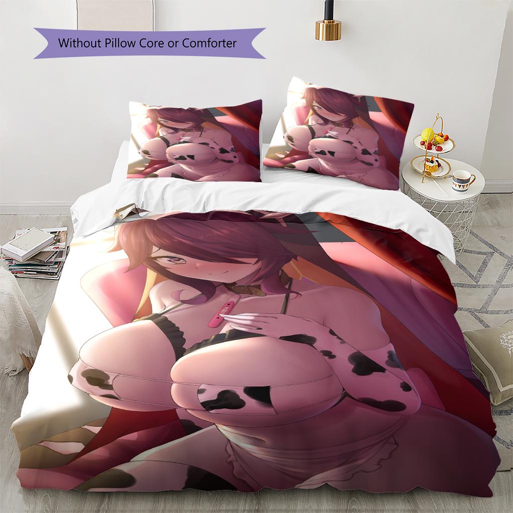 Anime-mönstrat sängkläder täcke set påslakan örngott Heminredning Födelsedagspresent (1 * påslakan + 2 * örngott, utan kärna)
