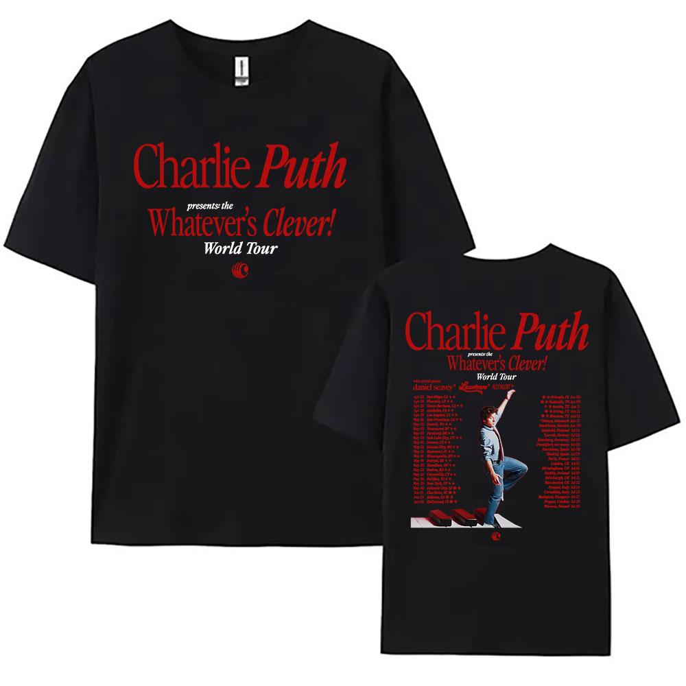 Charlie Puth Whatever's Clever! World Tour 2026 T-shirt Summer Short Sleeve Cotton O-neck Tshirts Unisex Streetwear Graphic Tees