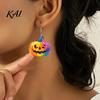 Sweet Cool Party Jewelry 1 Pair Halloween Earrings for Women, Colorful Pumpkin Dangle Non-fading Scratch-resistant Drop Earrings, Acrylic Gifts