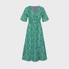 2023 Summer V-Neck Belted Print Long Dress