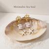 Gold Color Coral Starfish Dangle Earrings for Women Trendy White Enamel Lustrous Imitation Pearl Drop Studs Pretty Beach Jewelry