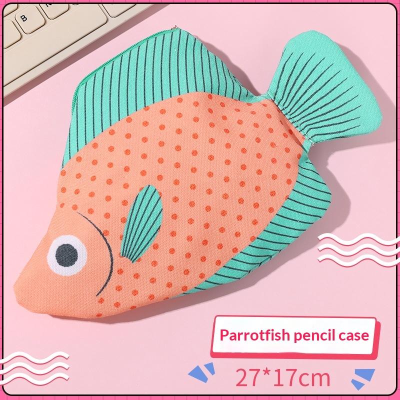 Creative Quirky Sea Fish Pencil Case Large-Capacity Fun Cartoon Organizer Bag Multi-Functional Storage Bag Stationery Case Gift