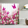 Beautiful Butterfly Flowers Shower Curtain Bathroom Screen Decoration Shower Curtains Waterproof Washable Fabric