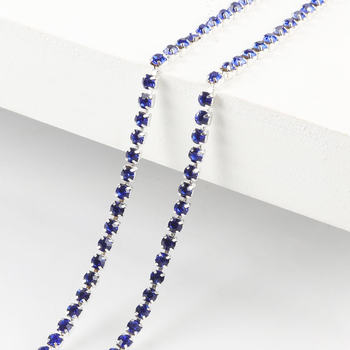 

Цепочка со стразами плотности 1 м, пришитая на клею серебряная основа, отделка стразами, аксессуары для самостоятельного изготовления SS8.5 Width 2.5MM