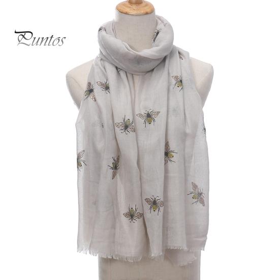 Sun Protection Headscarf for Summer Lightweight Scarf Women, Cute Bee Pattern Neck Scarf, Polyester Daily Commuting Soft Long Thin Shawl Wrap