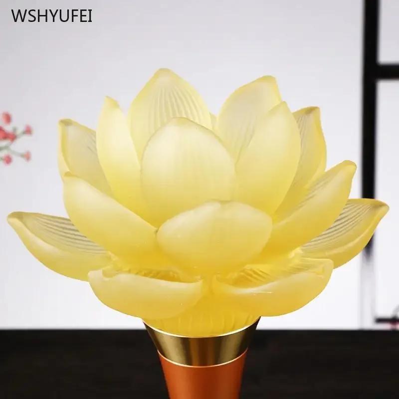 2pcs Copper Glazed Candle Holder Design Lotus Flower Holder Buddhist Supplies Prayer In Buddhist Temples Auspicious Feng Shui