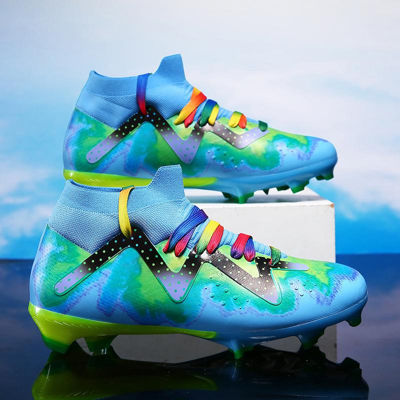 20252025 Seamless fly-woven football shoes men's high-top AG long nails broken nails adult professional training shoes