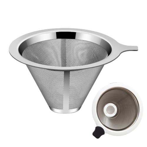 

Coffee Dripper, Coffee Drip Equipment, Double-Layer Mesh Stainless Steel Filter, Clog-Resistant Coffee Filter Holder, No Paper Filter Needed, Portable