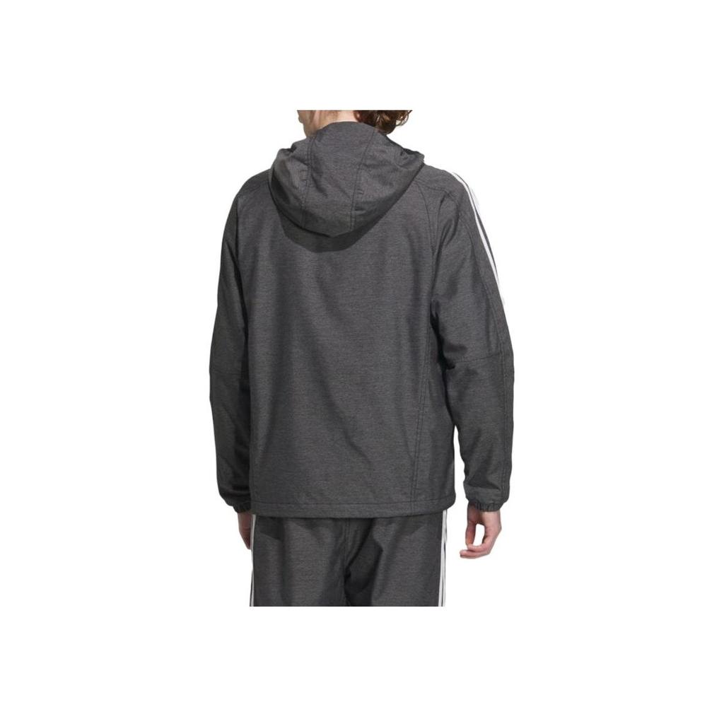 Adidas Striped Letter Print Hooded Jacket Men Jacket Black IK7325