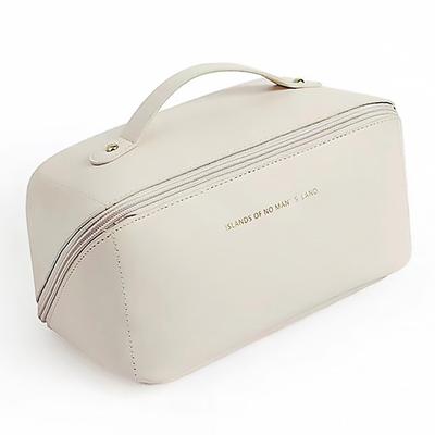 Pillow Cosmetic Bag Milk White High Capacity PU Leather Waterproof Cosmetic Pouch for Daily Travel