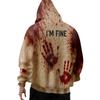 Halloween Blood-stained Print Men's Loose Hooded Sweatshirt