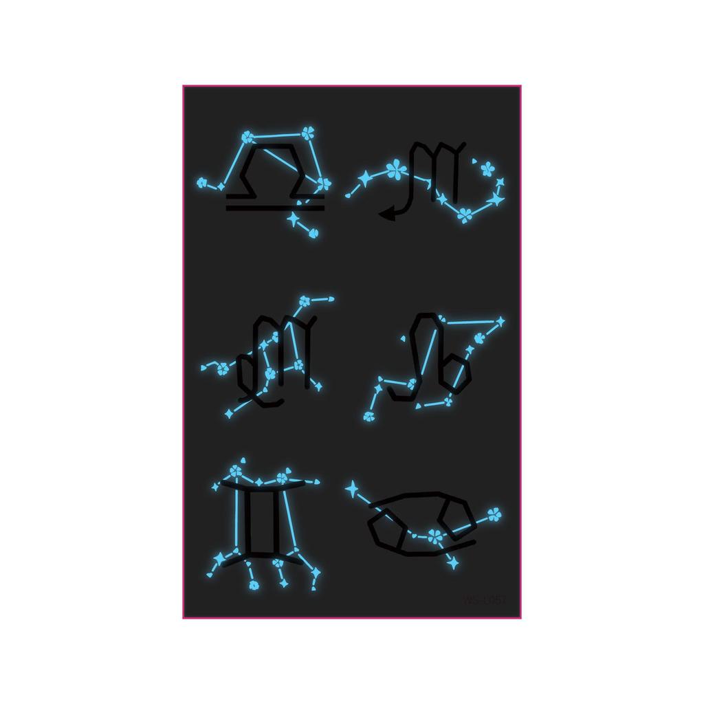 Blue Luminous Tattoo Stickers - Glowing Constellations for Music Festivals & Parties