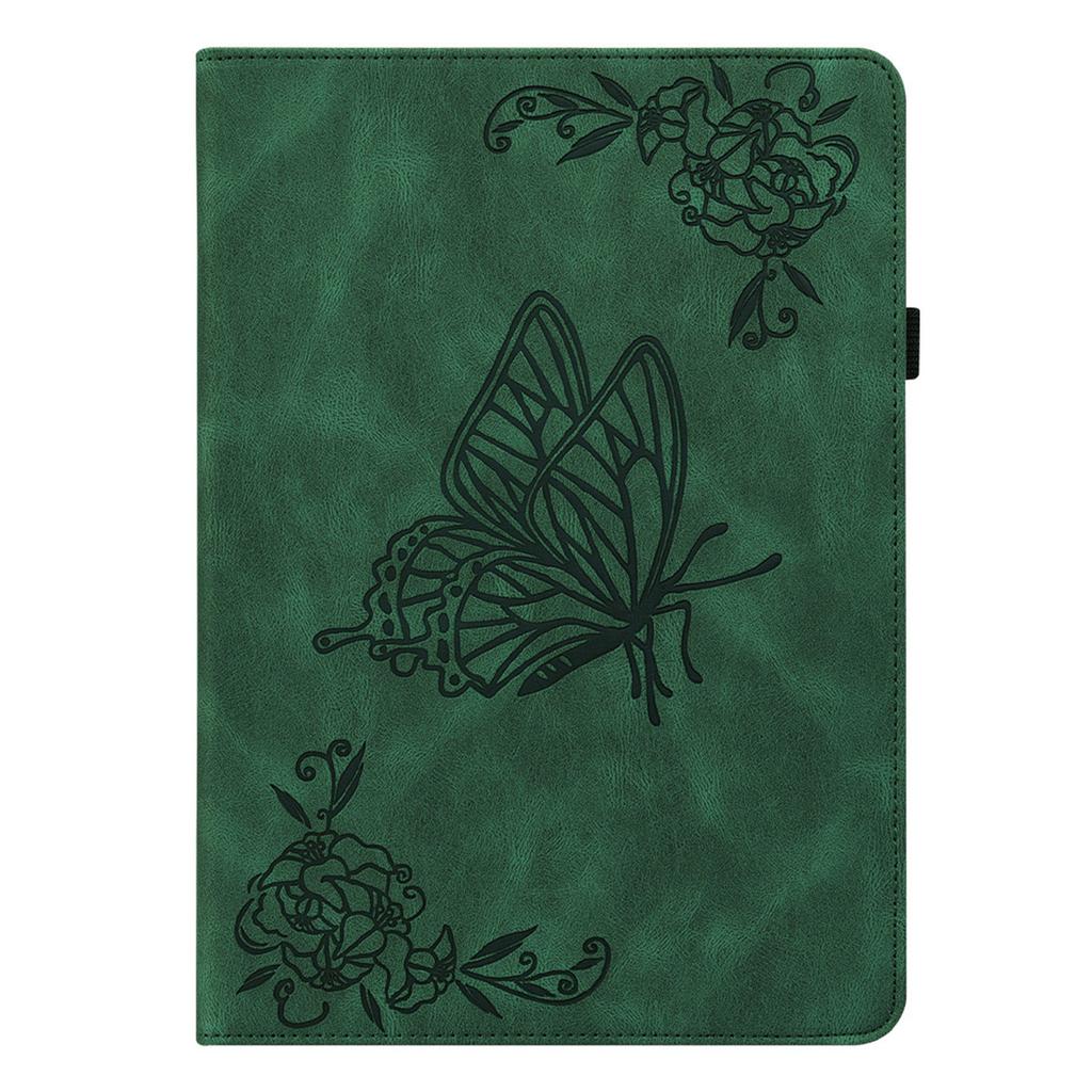 For iPad Air 11 (2025)/(2024) Case Imprinted Butterfly Flower PU Leather Flip Card Slots Tablet Cover