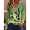 Autumn Women's 3D Printed V-Neck Long Sleeve T-Shirt