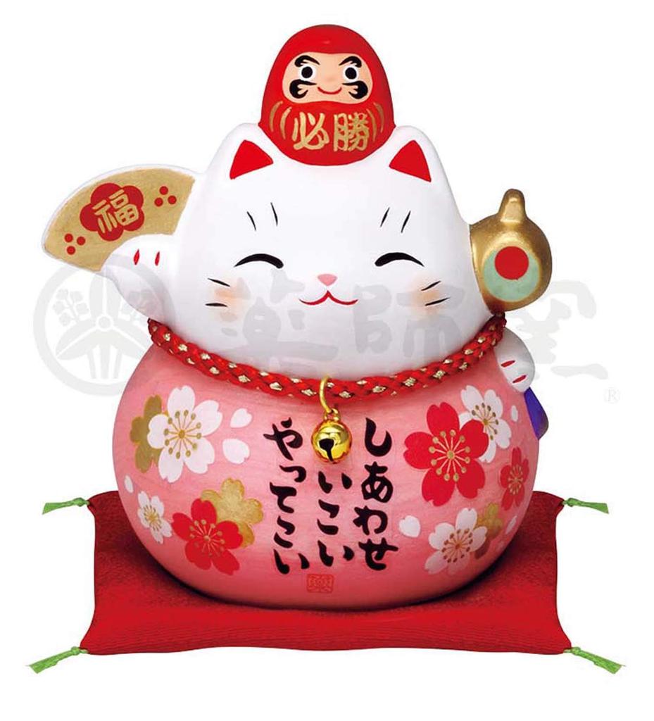 Saidokama Fukuzakura Cherry Yakushi Saiyo Hissho Daruma 7687 Ornament, (Lucky Blossoms), Medium, Kiln, (Victory), Maneki-neko (Lucky Cat),