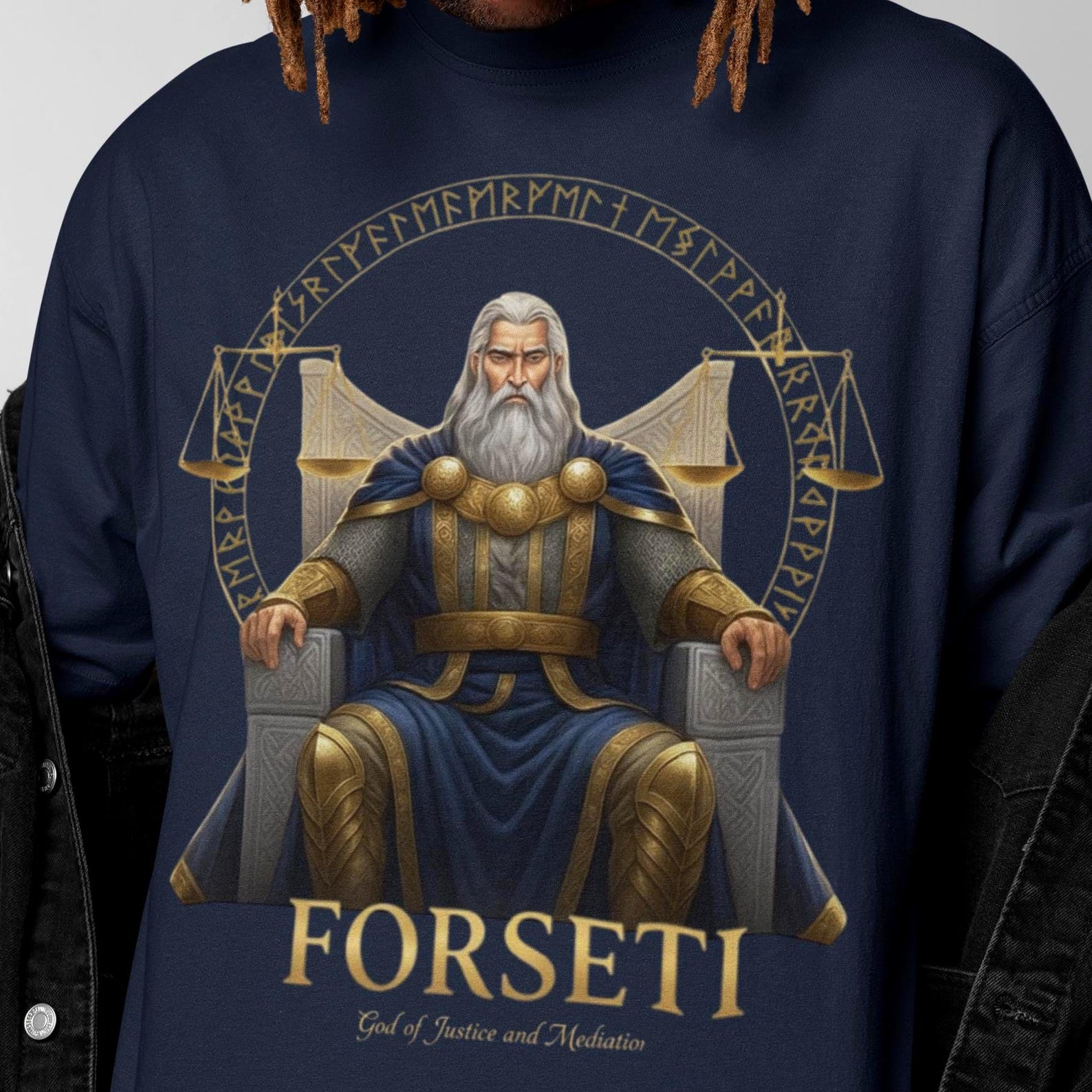 Forseti T-Shirt | Norse Mythology God Tee | God of Justice Top M