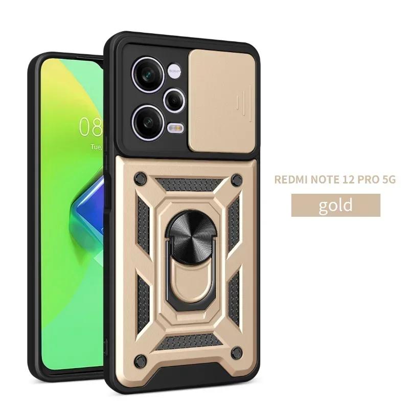 Slide Camera Lens Protector Case For Xiaomi Redmi Note 12 11S 12S 11 10 9 Pro Max 10C A1 A2 A1 Plus Shockproof Armor Ring Cover