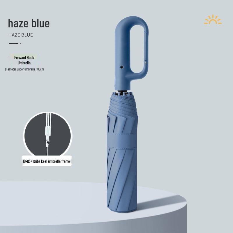 Automatic Windproof Folding Umbrella with Sun Protection, Reverse Design for All Weather, Black