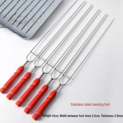Brochettes de barbecue en forme de U en acier inoxydable avec manche en bois