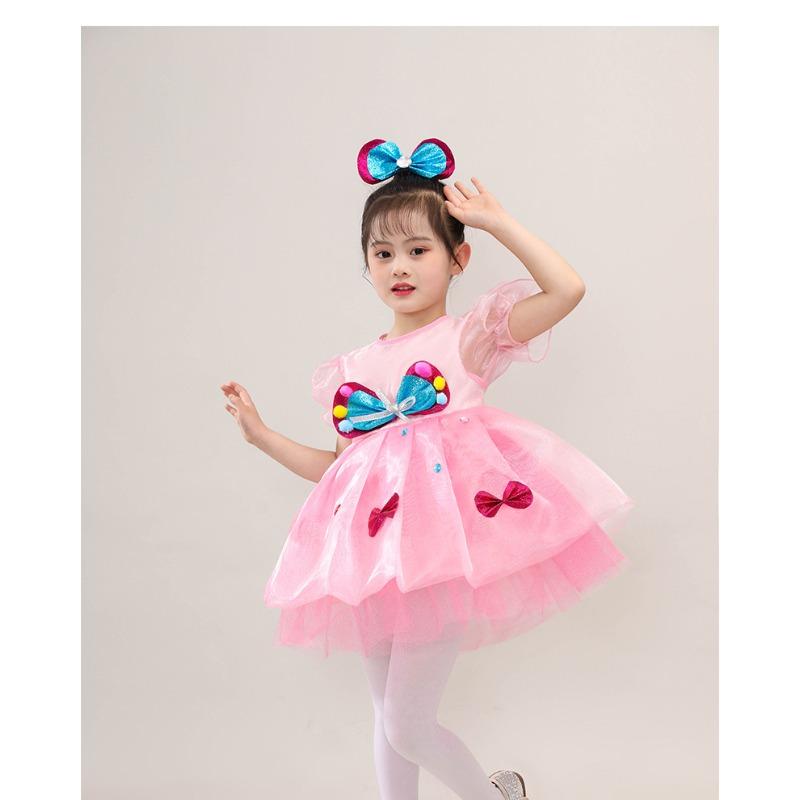Costume da Ballo Carino per Bambina Principessa Vestito Soffice di Garza per Spettacolo all'Asilo