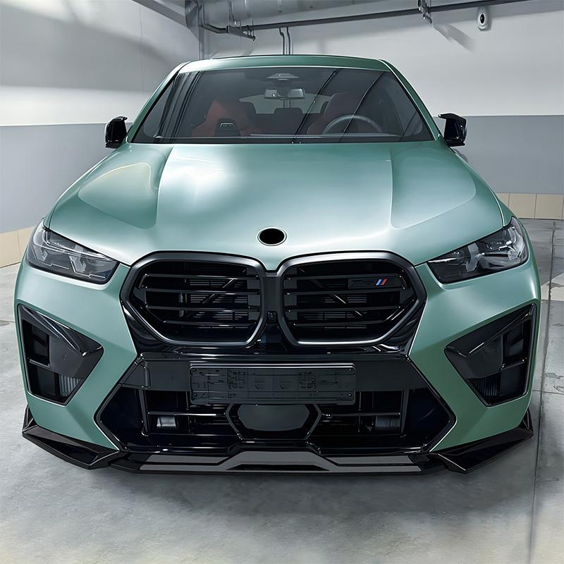 High Quality ABS For BMW X5M F95 X6M F96 LCI 2026+ Car Front Bumper Lip Spoiler Body Kit Glossy Black Carbon Fiber Look