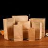 50pcs Square-bottom Kraft Paper Bag Not Oil Proof Takeout Bag Disposable Food Packaging Bag Fruit