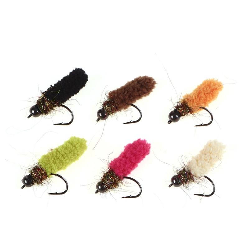 

Pack of 6 Copper Head Nymph Hooks With Colorful Color For Trouts And Basses Fishing In Freshwater Saltwater, Mixed Color 1