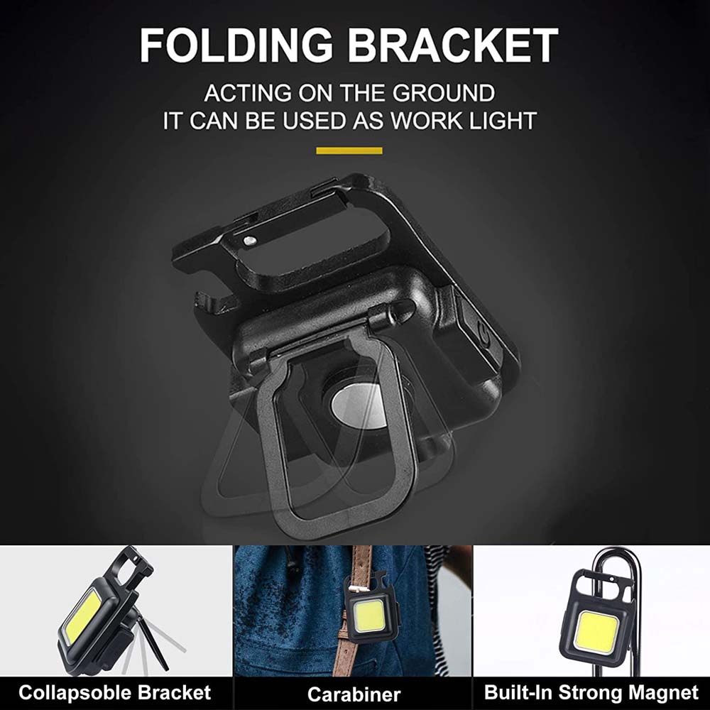 New Mini LED Working Light Multifunctional Glare COB Keychain Light Rechargeable Portable Flashlight Outdoor Camping Light