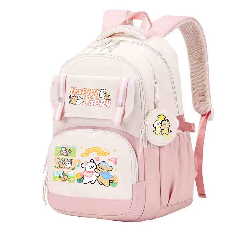 Fashion Backpack Cute Style Lines Doggie Cartoon Printing Trend Primary and Secondary School Students Reduce the Burden of Schoolbags