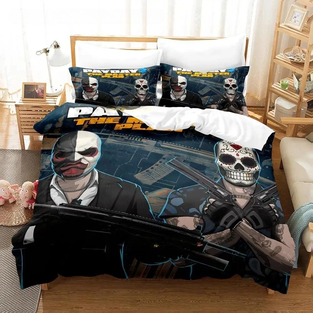 Game Payday Bedding Set Single Twin Full Queen King Size Bed Set Adult Boys Bedroom Duvet cover Sets Hip Hop Clown Anime Bed