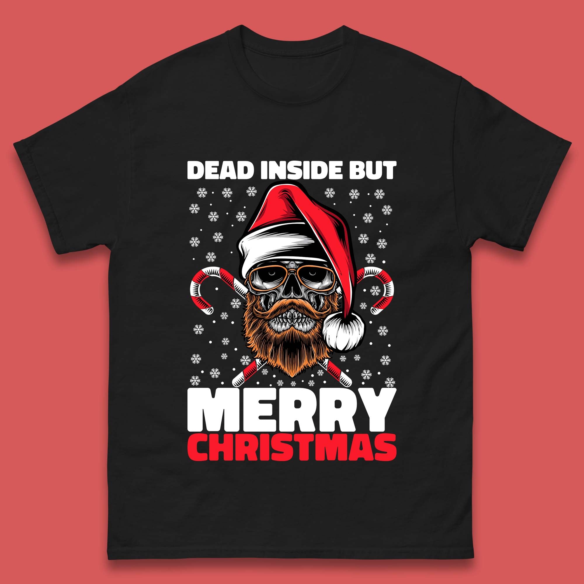 Dead Inside But Merry Christmas Hipster Skull Mens T Shirt Womens Tops Tees S