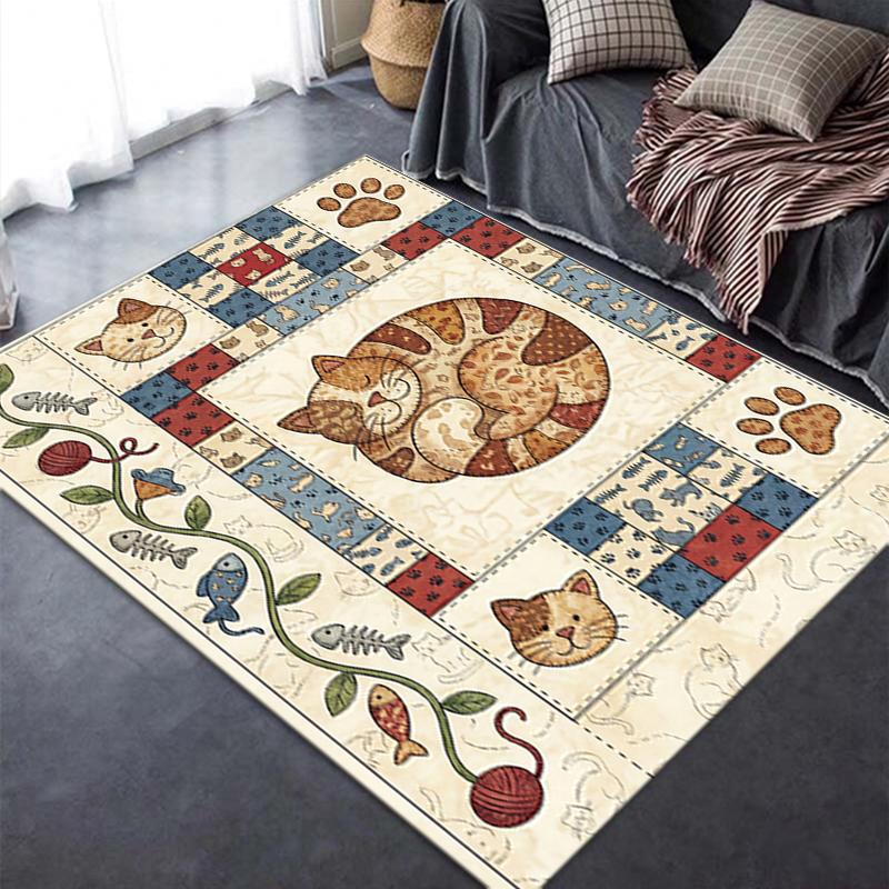 2025 New Retro Animal Carpet Rug for Living Room Bedroom Home Sofa Decoration,Kids play Non-slip Floor Mat99
