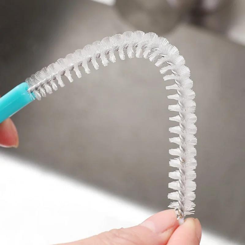 1-4Pcs Stainless Steel Nylon Spiral Brushes Jewelry Feeding Baby Bottle Cleaning Brush Straws Glasses Tube Practical Clean Tools