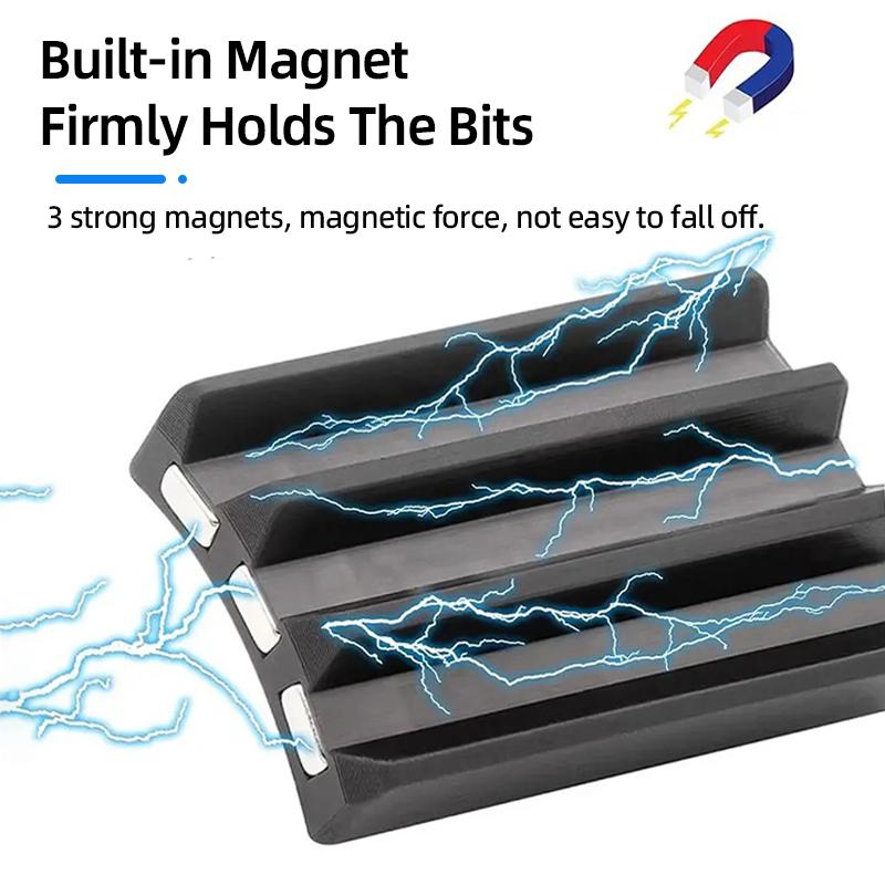 Magnetic Bit Holder 3 Holes Screwdriver Bit Holder Drill Bit Stand Storage Case with 3M Adhesive Tape Power Tools Accessories