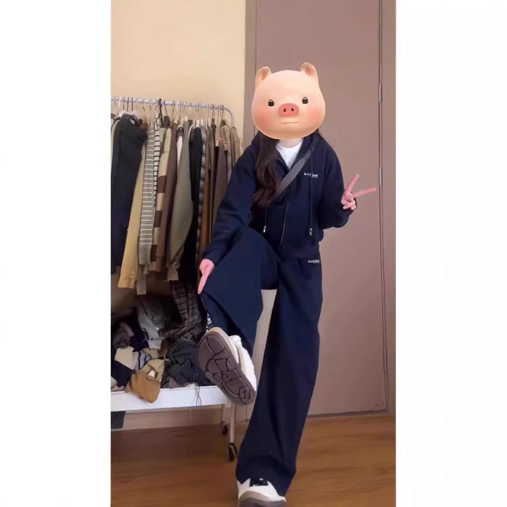 Large size loose sweater sports suit women's autumn fashion, thin and casual, two-piece set fat mm2-150kg