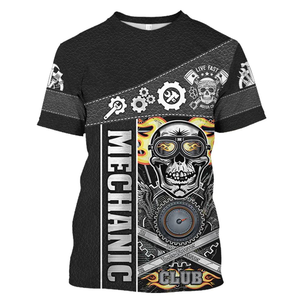 Mechanical Tools 3D Printing MenSport Quick-Dry Breatha T-Shirt Street Casual Wear Harajuku Retro Parent-child Short Sleeve Top