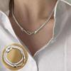 Korean Style Retro Pearl Necklace: Women's Multi-Layer Asymmetrical Clavicle Chain with OT Buckle