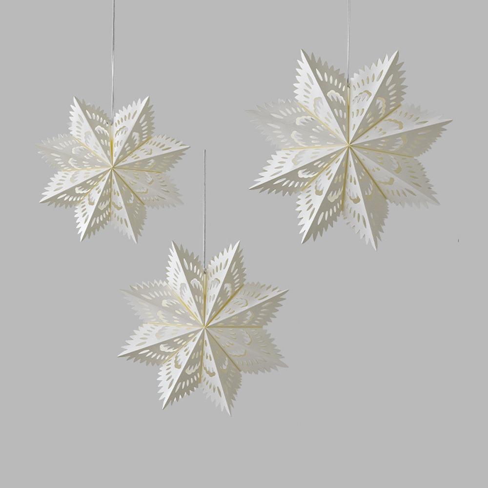 3D Hollow Out Star Paper Lantern White Star Hanging Ornaments  New Year Decor
