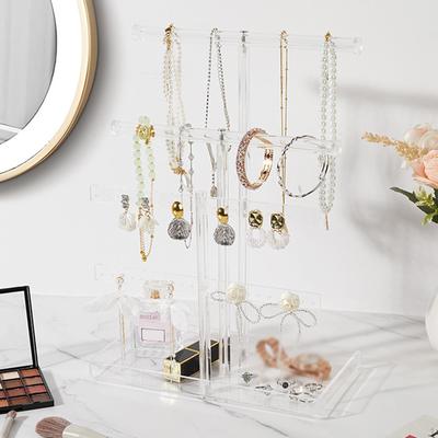 Schmuck Ständer Organizer Transparent mit Tray Home Decor Halter Regal für