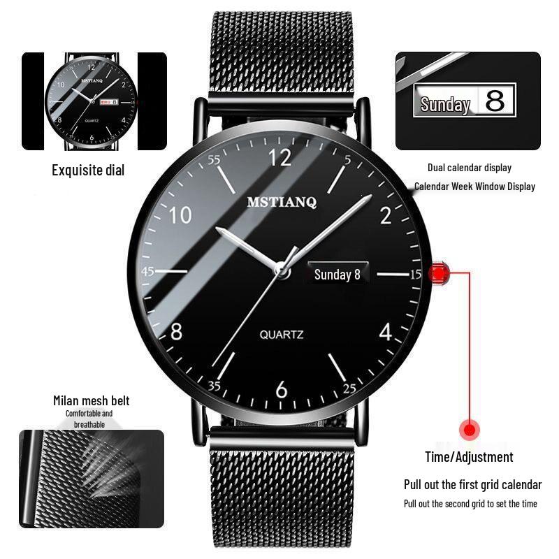 Men's Ultra-Thin Luminous Automatic Watch for Junior High & High School Students: Waterproof & Silent
