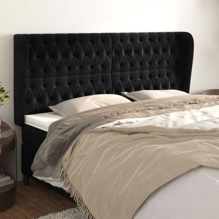 VidaXL Tête de lit avec oreilles Noir 183x23x118-128 cm Velours3118354