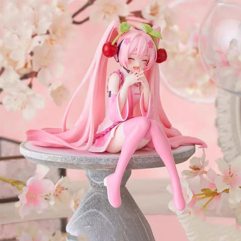 New Hatsune Miku Anime figure Pink dress PVC model action toys Cherry pink cherry blossom decoration collect gifts