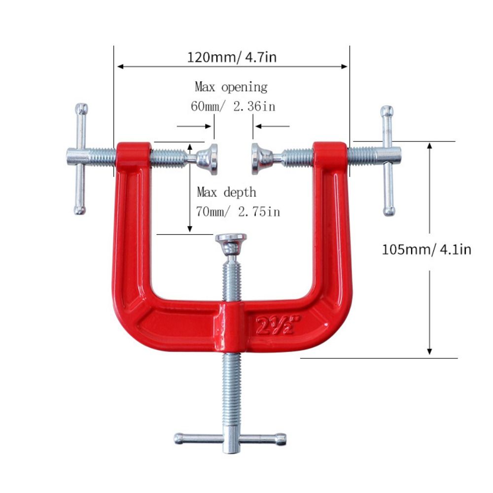 2-1/2” G-Clamp Woodworking Clamp Adjustable Fixing Clip High Durability 3 Way Edge Clamp  DIY