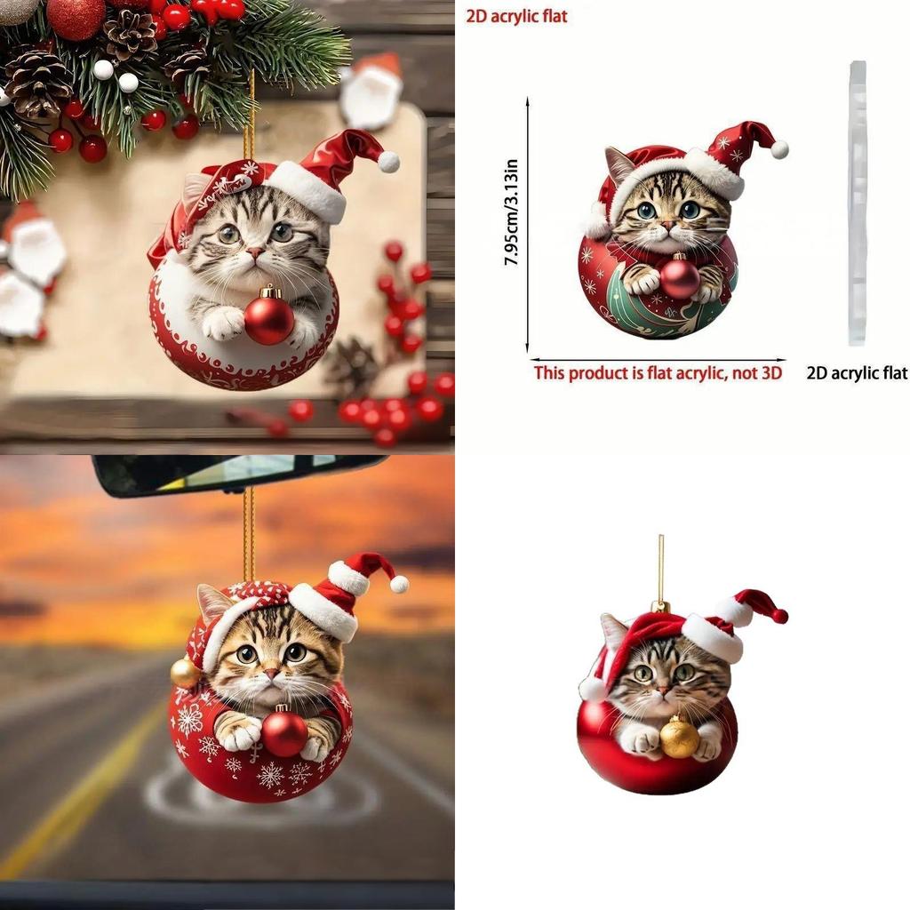 Car Hanging Ornament Acrylic Cat Cartoon Design For Holiday Home And Auto Decoration