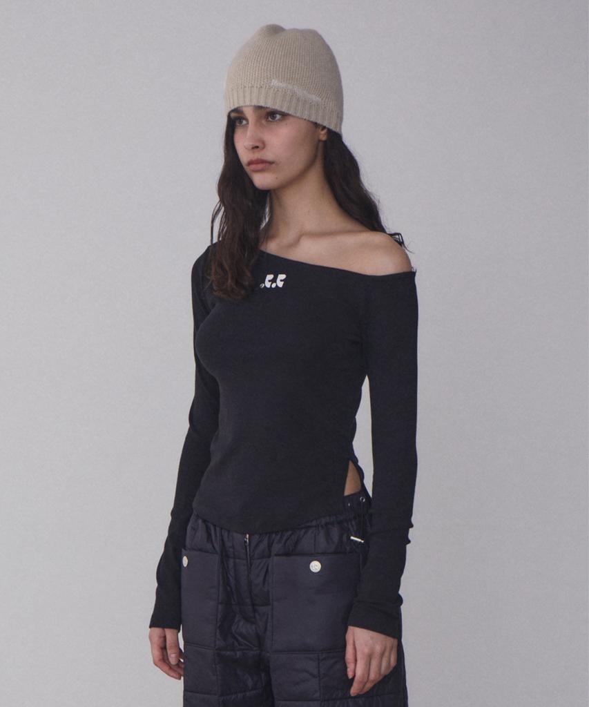 REST&RECREATION Rr One Shoulder Long Sleeve Top - Black