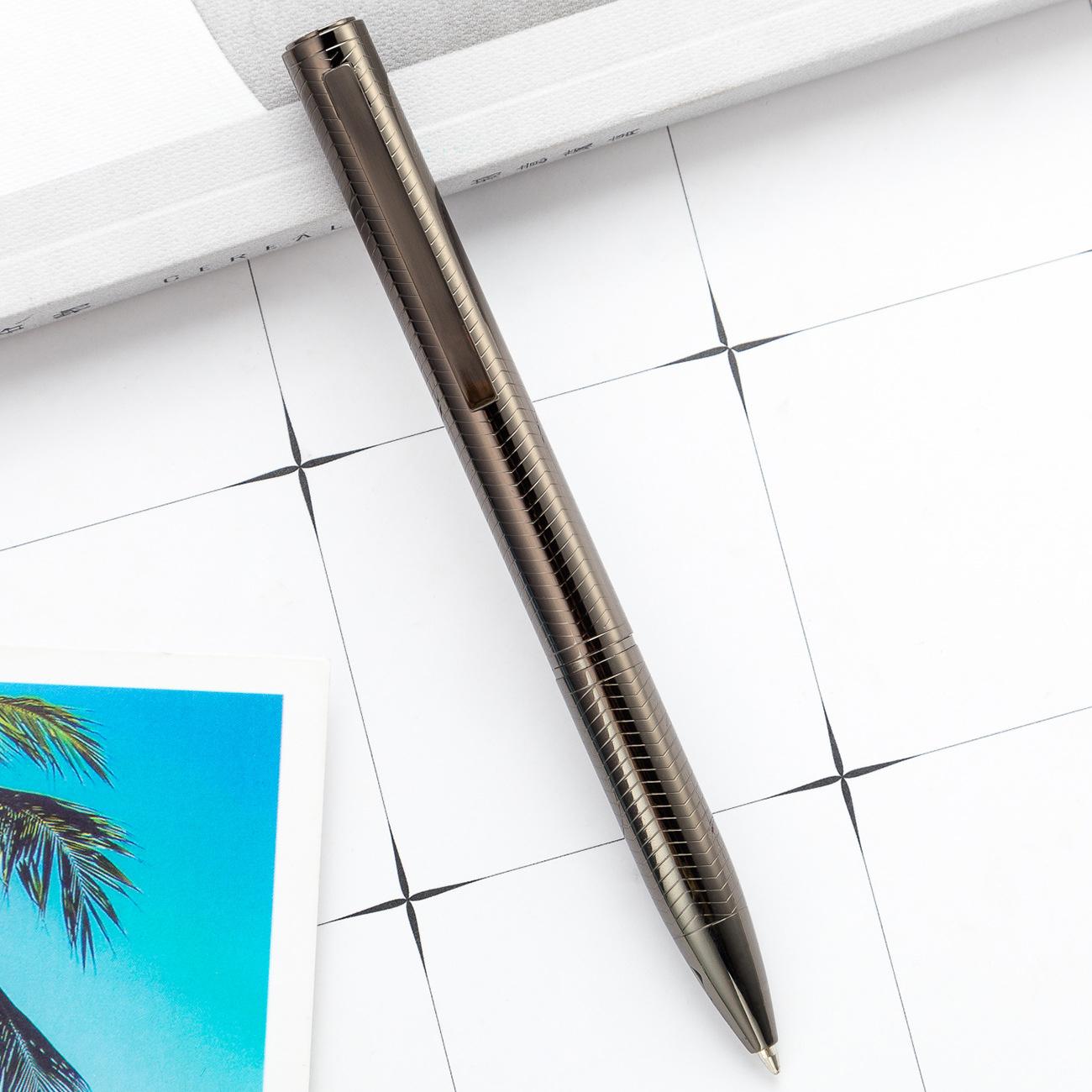 

1 шт., креативная разноцветная шариковая ручка, деловые металлические офисные поворотные ручки, школьные канцелярские принадлежности, офисные принадлежности Ink Color：Black