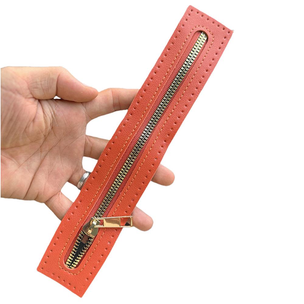 Long PU Band Zippers Close-end Auto-lock Type Gold Color Metal Zipper DIY Bag Accessories