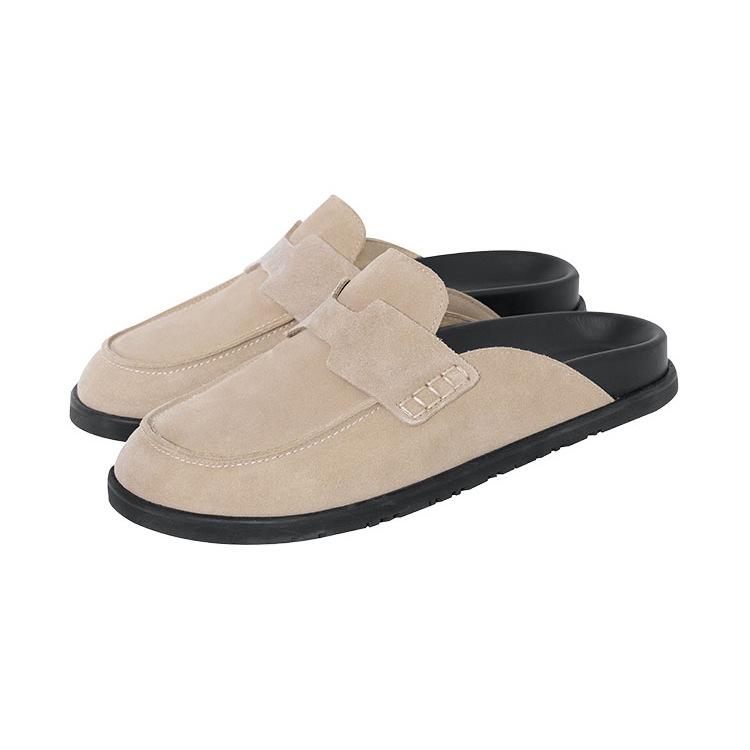 All-cowhide Boken Shoes Women's Baotou Half-tow Soft Sole Thick-soled Lazy Leather Second Uncle Boken Slippers Spring and Summer Wear